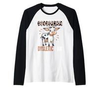Dyslexic Cow Humorous Dyslexia Awareness Raglan Baseball Tee