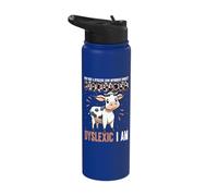 Dyslexic Cow Humorous Dyslexia Awareness Stainless Steel Insulated Water Bottle