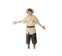 Dysmad Adult Safari Explorer Costume, Beige, Explorer Uniform with Leopard Details, Includes Hats, One Size, for Men or Women (Men, One Size M/L)
