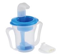 Dysphagia Cup for Adults and Elderly, Adjustable Spill Proof Drinking Cup with Dual Handles, 250ml Blue Anti Choking Device for Safer Drinking, Leak-Proof Adult Sippy with Soft Spout