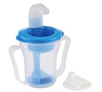 Dysphagia Cup for Adults and Elderly, Adjustable Spill Proof Drinking Cup with Dual Handles, 250ml Blue Anti Choking Device for Safer Drinking, Leak-Proof Adult Sippy with Soft Spout