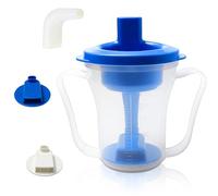 Dysphagia Regulating Drinking Cup for Elderly-Having Difficulty Swallowing,Dispenses 5 cc or 10 cc of Liquid Helps to Prevent Choking,Liquids Only Dysphagia Cup for Stroke Limited Mobility (Blue)