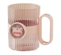 DystopiaWorld Compact and Sturdy Mouthwash Cup and Toothbrush Holder Set for Bathroom, Designed to Keep Your Space Organized and Easy to Maintain (Pink)