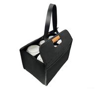 DystopiaWorld Foldable Drink Carrier, Reusable 6 Cup Holder with Secure Drawstring, Sturdy Beverage Caddy for Picnics, Outdoor Events & Office Trips, Space-Saving Portable Drink Carrier (Black)