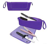 DystopiaWorld Large Capacity Hair Curling Tools Travel Bag, Waterproof Hair Tool Bag, Hair Curler Bags with Couple, for Curling Irons, Straighteners, Hair Dryers(Purple)
