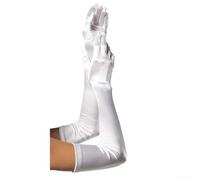 DystopiaWorld Long Satin Gloves Suitable for Weddings, Performances, and Dance Events Comfortable Fit and Stylish Design (White)