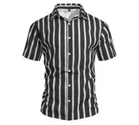 DystopiaWorld Men's Striped Short Sleeve Shirt Loose Lapel Beach | Soft quick-dry fabric, moisture wicking, breathable texture, ideal for hot weather, skin friendly feel