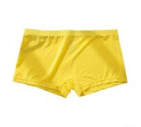 DystopiaWorld Men's Underwear, Boxers Briefs with Pouch Support, Breathable Nylon-Spandex Blend, Ice Silk Stretch Fabric, for Men Seeking Comfort and Mobility(XL Yellow)