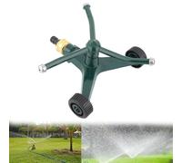 DystopiaWorld Metal Lawn Sprinkler, Featuring Convenient Wheelbase, For Easy Movement In The Garden, 360° Automatic Sprinkler System, With 3 Adjustable Heads, For Garden