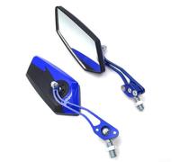 DystopiaWorld Motorcycle Rearview Mirror Set Aluminum Alloy Rod Wide Angle Convex Lens for Electric Bike Scooter for Modification Anti Glare Clear View Fitment Pair(Blue)