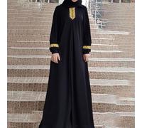 DystopiaWorld Women's Abaya Dress, Solid Color Maxi Kaftan Robe Ideal for Casual Wear and Vacations (L Black)
