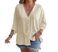 DystopiaWorld Women's V-Neck Button Down Cardigan Regular Fit | V-neck button front, regular fit chest waist hips, pure color pleated texture, three-quarter sleeves