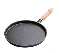 DystopiaWorld Wood Handl Thickened Cast Iron Pan, Non-Stick Pancake Frying Pans, Cast Iron Round Griddle, frying pan for induction hob, small pans, For Home Pancake Making, Gas, Electric Hobs(26)