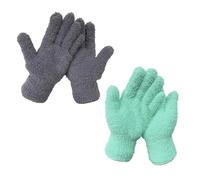 DYSWTUE 4 PCS Microfiber Dusting Gloves, Reusable Washable, Household Cleaning Gloves to Men and Women, for House, Blinds, Car, Lamps, Plants and Hard to Reach Corner Gap with Cyan, Grey