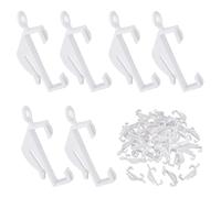 DYSWTUE 60 PCS Curtain Hooks, White Plastic Curtain Track Hooks Gliders Rail Sliding, Strong, Sturdy and Smooth Sliding, for Window Tracks, Showers and Doors, Internal Length 30mm