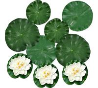 DYSWTUE 9 PCS Artificial Floating Foam Lotus Flowers Lily Pads, Plastic Foam Water Lily Pads, Artificial Lotus Flower, for Koi Fish Pool, Pond Fountain, Aquarium Decoration