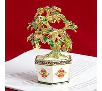 Dytartzx Artificial Bonsai Tree Trinket Boxes, Hand-Plated Enameled Money Tree Figurine Ring Holder, Money Tree Decorations Ornament for Luck and Wealth, Unique Gift for
