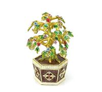 Dytartzx Artificial Bonsai Tree Trinket Boxes, Hand-Plated Enameled Money Tree Figurine Ring Holder, Money Tree Decorations Ornament for Luck and Wealth, Unique Gift for
