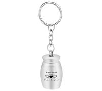 DYTHHN One Piece Cremation Urn Keychains Stainless Steel Memorial Urns Mini Keepsake Urns Keyring Pet Small Urns Ashes for Human Pet (Silver)
