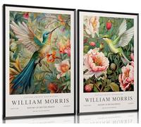 Dytila William Morris Canvas Wall Art Set of 2 - Vintage Flower Botanical Pictures Wall Decor Bird Aesthetic Posters, Prints for Bedroom Living Room, Hallway, Home Office Decor 16x24 in Unframed