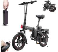DYU A5 Folding Electric Bike for Adults/Teens, 14" Portable E-bike with 48V 7.5Ah Removable Battery, 360Wh, 60KM Range Up to 25KM/H, Shock Absorption, Dual Disc Brakes Ebike, Urban Electric Bicycle