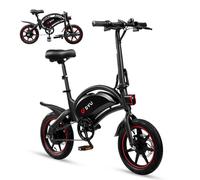 DYU D3F Electric Bike 14 Inch Lightweight Folding E Bike for Adults and Teens 250W Motor 36V 10Ah Removable Battery Up to 60KM Range Dual Disc Brakes Spring Suspension Urban Commuter Electric Bicycle