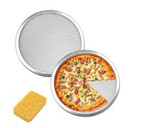 DYUEE 12in Aluminum Pizza Screen Non Stick Pan Round Pizza Mesh Baking Trays, 2 Pack Mesh Screen with Hole Seamless Rim for Baking Home Kitchen Restaurant