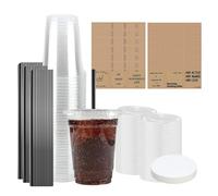 DYUEE 16oz Smoothie Cups with Lids and Straw, 50 Pack Recyclable and Reusable Smoothie Cups with Leak Proof Paper, Clear Coffee Cups for Drinks on The Move, Fits Most car Holders