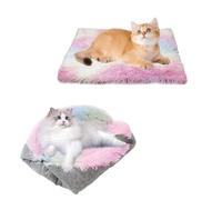 DYUEE 2 in 1 Soft Plush Blanket Furry Self Warming Cat Mat Function | Bed for Indoor Cats Fluffy Soft Cat Bed for Cats Small Dogs, Multicolour