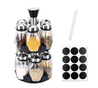 DYUEE 2-Tier Revolving Spice Rack Organizer with 12Pcs Spice Jars 120ml