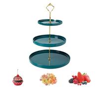 DYUEE 3 Tier Round Porcelain Tiered Cupcake Stand Ceramic Cake Stand Afternoon Tea Porcelain Round Display Dessert Stand Tiered Serving Stand 6"+8"+10" Serving Tray Platte for Wedding & Party (Green)
