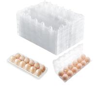 DYUEE 40 Pack Clear Egg Cartons 2x6 Grid Bulk Recyclable Eggs Boxes PET Cartons for 12 Chicken Eggs transparent Reusable Egg Trays for Farms, Markets, Camping, Family Storage & Display