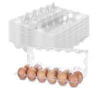 DYUEE 50 Packs Egg Carton 12 Count, Clear Cartons Cheap Bulk for Fresh Eggs, Reusable Tray for Chicken Egg, Chicken Farm, Markets, Home(2 * 6 Grids)