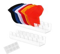 DYUEE Baseball Caps Holder 2Pcs Acrylic Hat Stand for 14 Baseball Caps Hat Rack Cowboy Hat Display Organizer Clear Hat Storage Racks for Home Closet Dresser Entrance Bedroom Office (Clear)