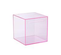 DYUEE Clear Piggy Bank 12 x 12 x 12cm Acrylic Piggy Square Money Box, Break to Open Piggy Bank Money Saving Box Smash for Budget and Save, Coin and Cash(Pink)