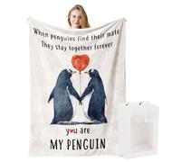 DYUEE Gifts Blanket for Her or Him, Soft Romantic Blanket for Wedding Anniversary, Birthday Gifts, Romantic I Love You Penguin 60 * 50in for Couple