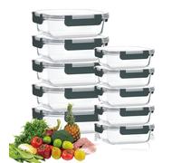 DYUEE Glass Meal Prep Containers with Lids 10Pack Reusable Airtight Food Storage Containers (1050ml & 370ml) - Stackable Leakproof Lunch Box for Microwave/Freezer/Dishwasher