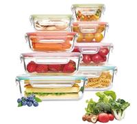 DYUEE Glass Meal Prep Containers with Lids 8Pack Reusable Airtight Food Storage Containers Glass Container Stackable Leakproof Lunch Box for Microwave/Freezer/Dishwasher
