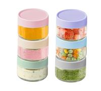 DYUEE Glass Salad Dressing Containers, 6 Pack 2 oz Condiment Cups with Lids, Small Condiment Jars Reusable Leakproof Sauce Cups for Oatmeal, Pudding, Yogurt for Picnic and Travel