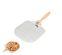 DYUEE Perforated Pizza Peel 12 inch Aluminum Metal Pizza Paddle Pizza Spatula with Wood Handle & Holes Long Handle Pizzas Turning Peel Pizza Oven Accessories for Baking Pizzas and Artisan Breads
