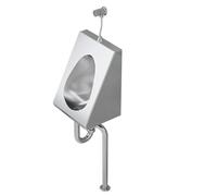 DYUNCZ 304 Stainless Steel Urinal, Wall-Mounted Men's Bathroom Urinal with Flush Valve, Manual Flush, Anti-Splash Design, for KTV Prison Bar Bathroom Hotel Shop Garage
