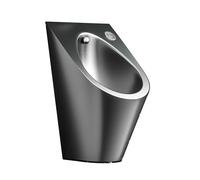 DYUNCZ 304 Stainless Steel Urinals for Men Bathroom, Wall Mounted Men's Urinal with Press the Button to Flush, Spill Proof, for Hotels/Schools Public Toilet(Black)