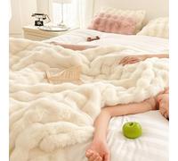 DYUNCZ Fuzzy Blanket, Faux fur Blanket, Throw Blanket, Soft Rabbit Faux fur Throw Blanket, Reversible Soft Warm Throw Blankets, for Couch Bed Chair Washable (Color : Bianco, Size : 200cmx230cm/80x90)