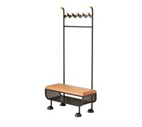 DYUNCZ Shoe Rack with Coat Rack, Metal Hall Tree with Bench, Entryway Coat Rack Shoe Bench with Hooks and Soft Seat Cushion, for Living Room, Bedroom(Orange,80x33x175cm/31.5x13x69)