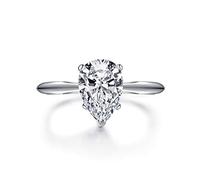 DYUNQ 2 Carats Wedding Engagement Ring for Women, Solitaire Pear/Oval/Princess/Round Cut Ring, 925 Sterling Silver Cubic Zirconia CZ White Gold Plated Thin Band
