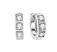 DYUNQ Moissanite Hoop Earrings Men, Lab Created Black Diamond 925 Sterling Silver Hypoallergenic 4.5MM Male Huggie, Sterling Silver, Moissanite