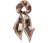 DYUXIRT Head Scarf Purse Handle Neck Satin Hair Scarfs For Bag Lightweight Silky Long Thin Women's Fashion Scarves 59 * 5.9”, H25-brown Checkered Dots(59*5.9inch), 150 cm