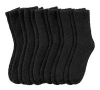 DYW Mens Fuzzy Slipper Socks Super Soft Cozy Fluffy Winter Warm Sleeping Socks, 6 Pairs Black, Large