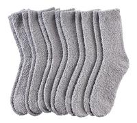 DYW Mens Fuzzy Slipper Socks Super Soft Cozy Fluffy Winter Warm Sleeping Socks, 6 Pairs Light Gray, Large