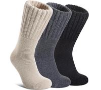DYW Womens Merino Wool Boot Socks Thermal Thick Winter Warm Cozy Hiking Work Boot Socks Christmas Gift, 3 Pairs-beige Grey Black, One size